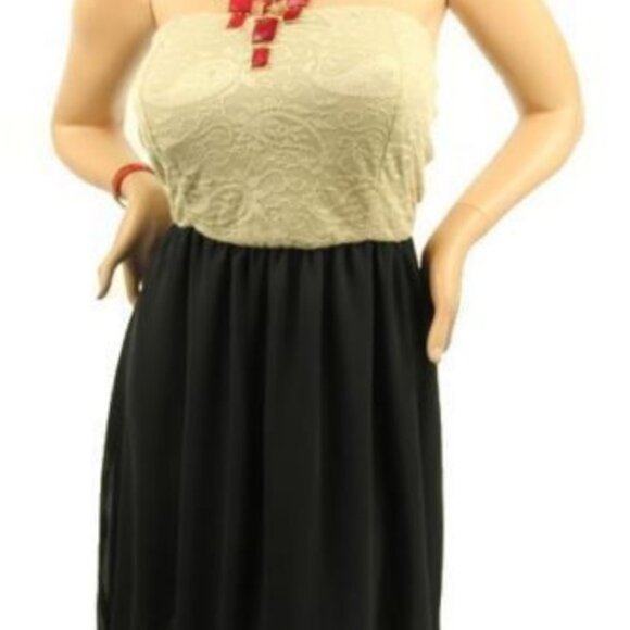 Libian NWOT Black and White Two Toned Spanish Lace Strapless Dress Size 1X - Picture 3 of 5